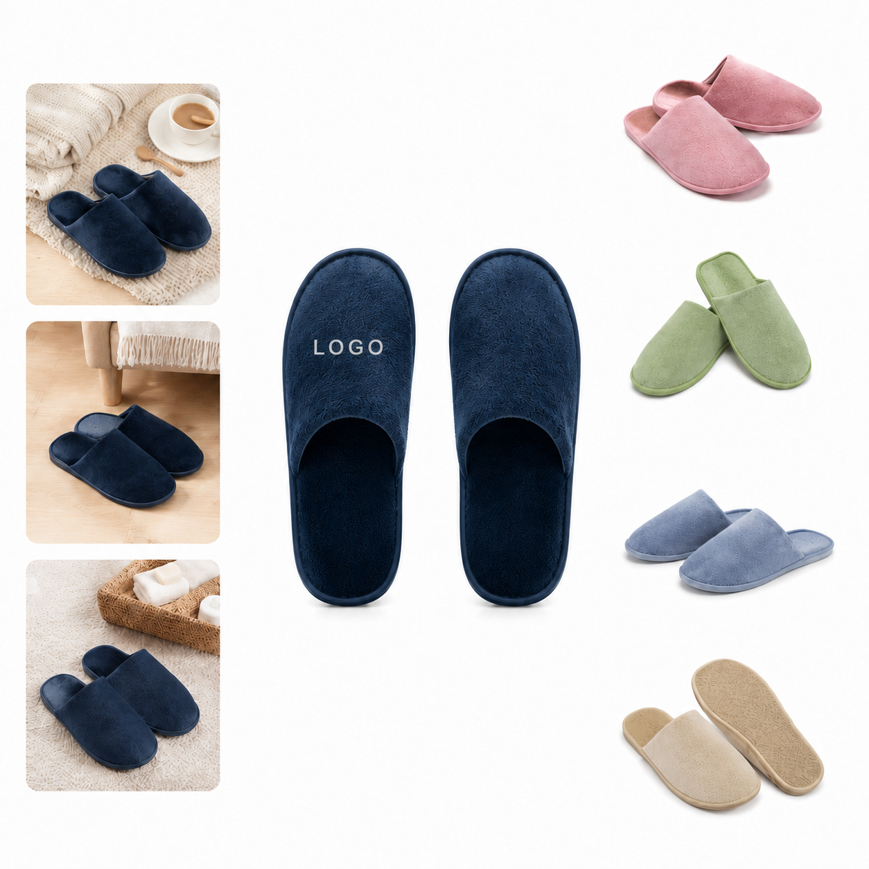 Custom Coral Fleece Disposable Hotel Slippers