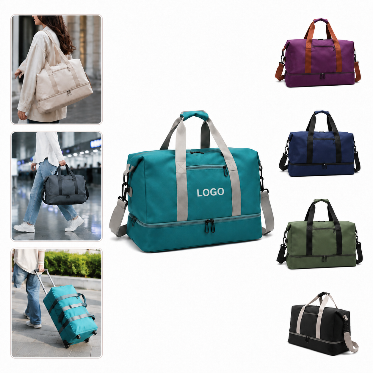 Waterproof Travel Duffel Bag with Shoe Compartment
