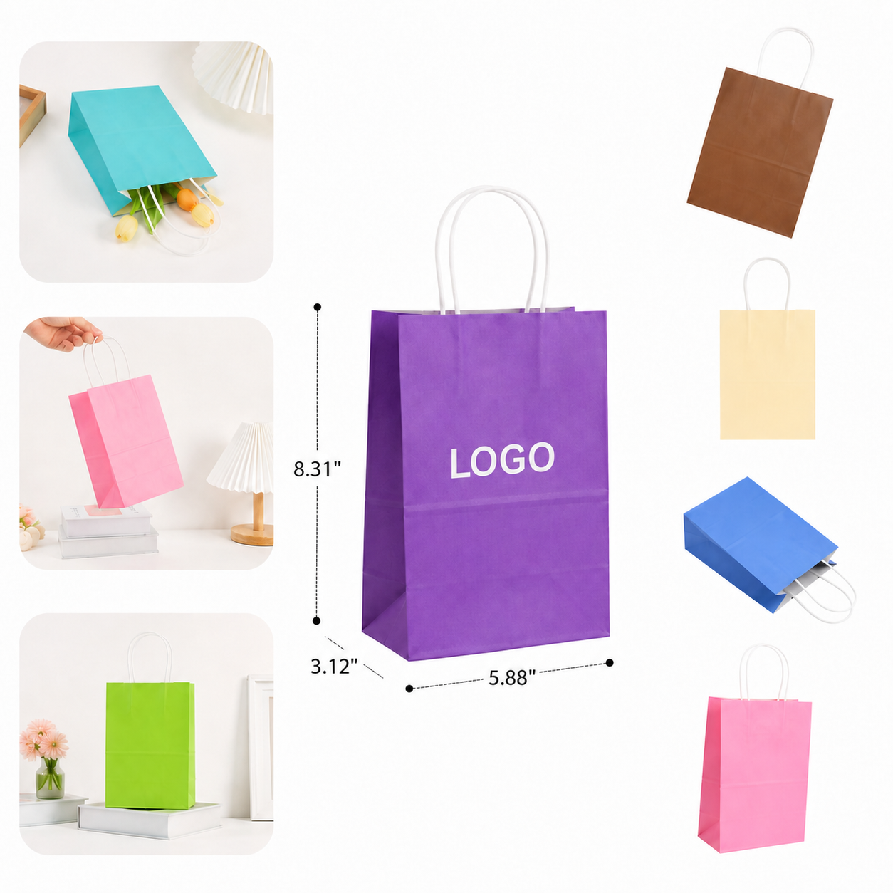 Colorful Kraft Paper Tote Bag