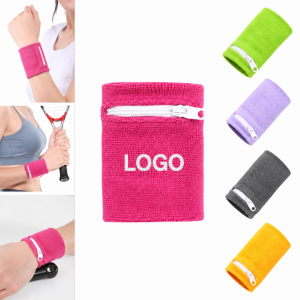 Elastic Cotton Zipper Pocket Sports Wristband