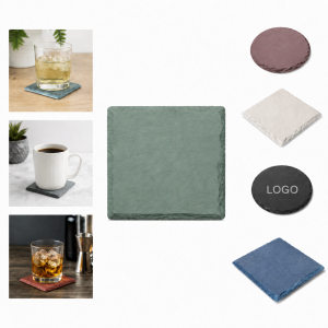 Natural Slate Square Drink Coaster with EVA Pads